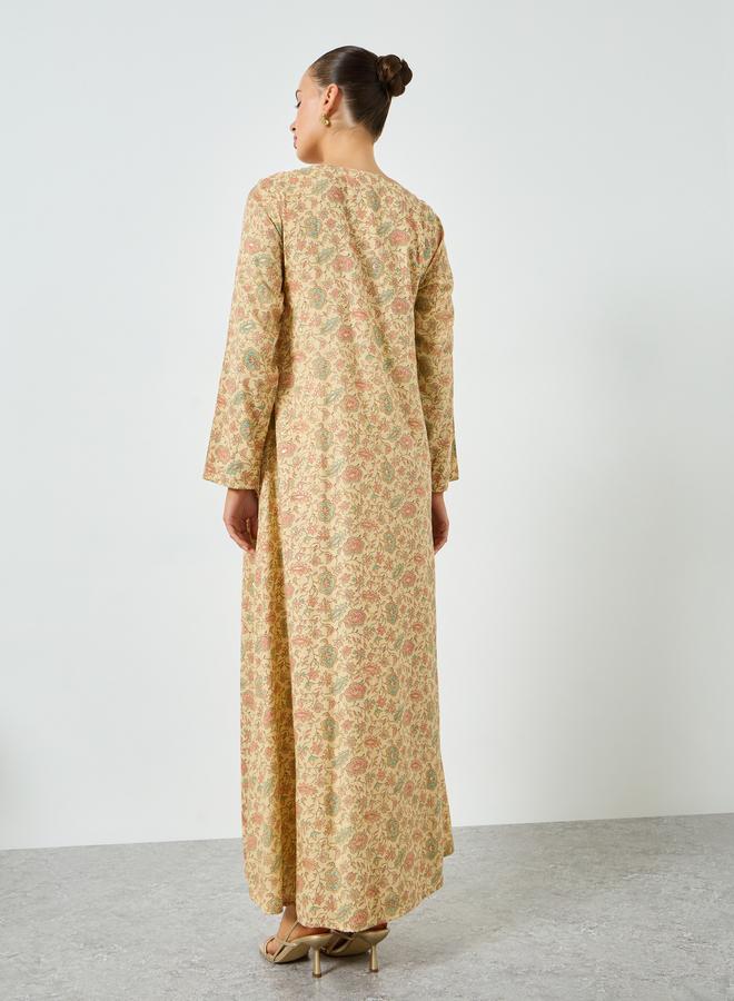 Maxim Creation All-Over Print Embroidered A-Line Jalabiya - Image 4